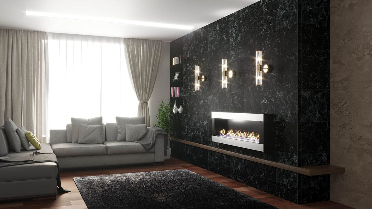 Биокамин "Русский огонь" Модерн 1300N настенный с декоративным стеклом (стемалитом) по цене 48 350 руб.