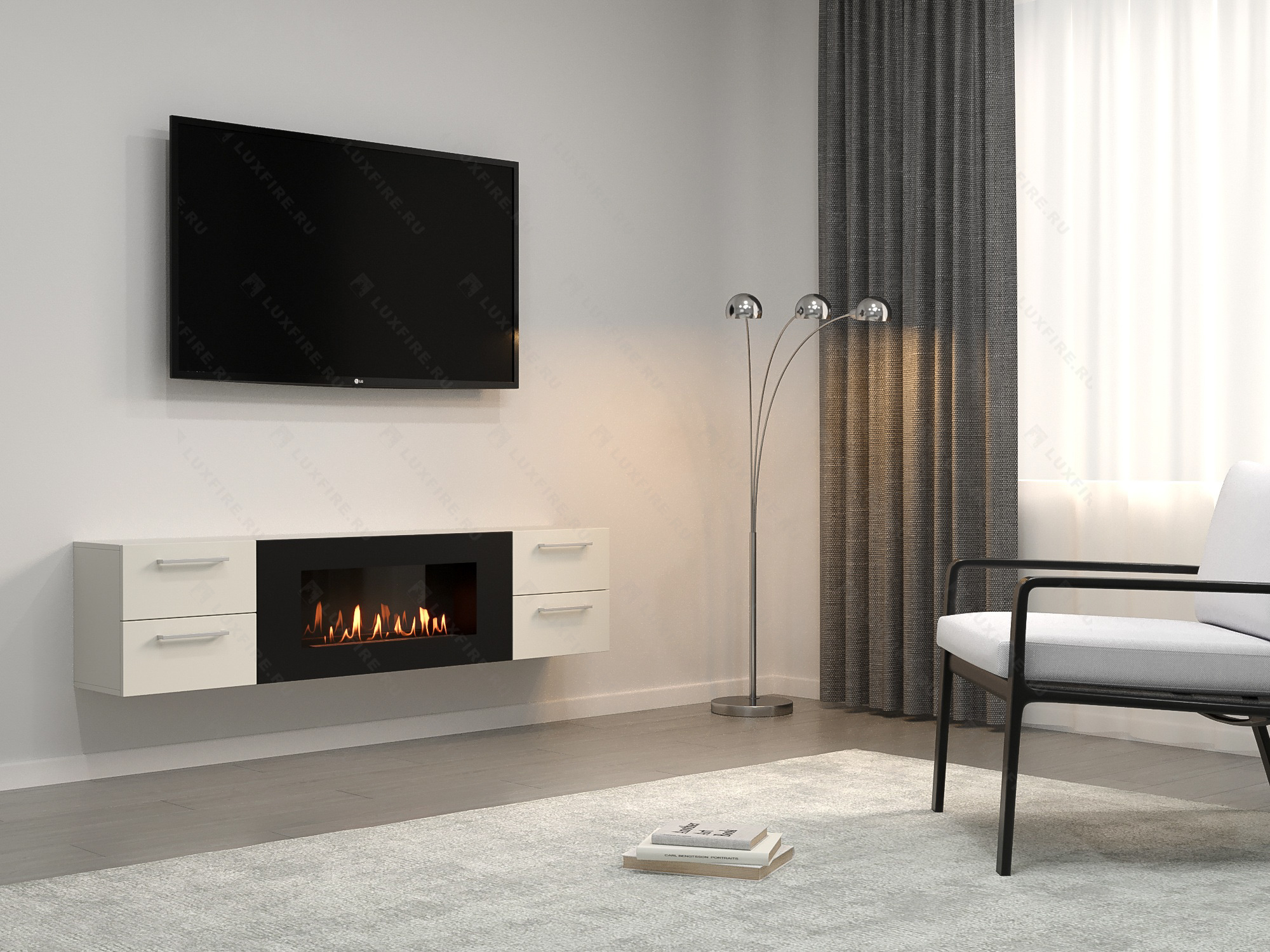 Тумба ТВ Lux Fire "Нева" настенная 1400 матовая, белая, с биокамином 600 Тумба ТВ Lux Fire "Нева" настенная 1400 матовая, белая, с биокамином 600 по цене 83 409 руб.