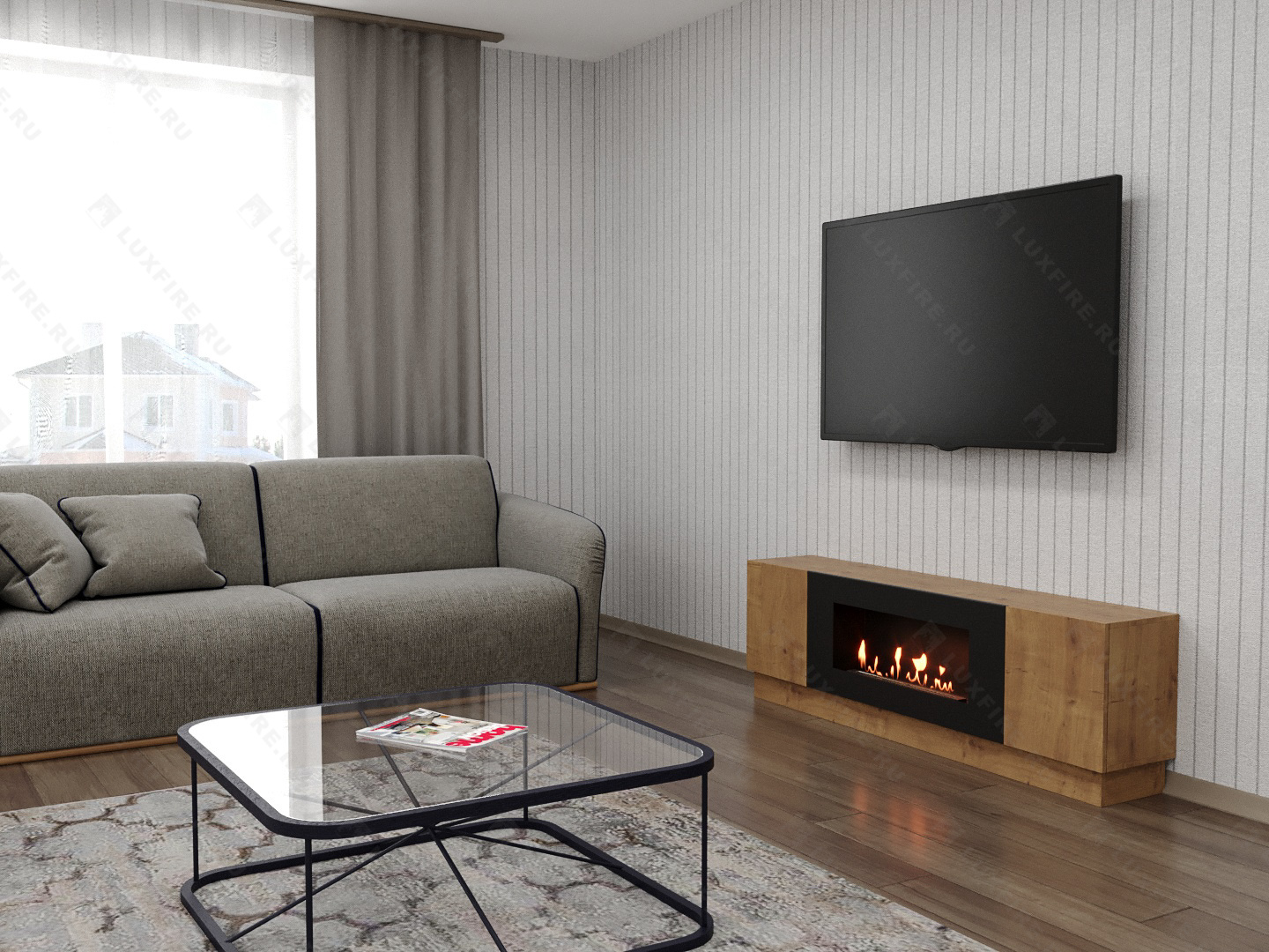 Тумба универсальная Lux Fire "Байкал" 1600, дуб вотан, с биокамином 900 Тумба универсальная Lux Fire "Байкал" 1600, дуб вотан, с биокамином 900 по цене 73 854 руб.