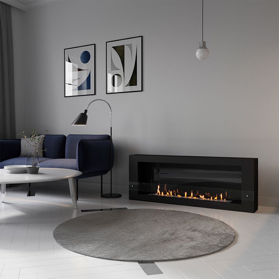 Биокамин SteelHeat WALL  LONG 1500 черный, стекло по цене 62 160 руб.