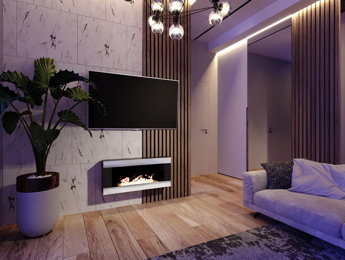 Биокамин "Русский огонь" Модерн 900N настенный с декоративным стеклом (стемалитом) по цене 35 650 руб.